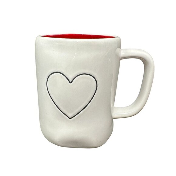 Rae Dunn Mug Valentine Heart Double Sided Large Coffee Cup Ceramic Magenta Red - Picture 1 of 8